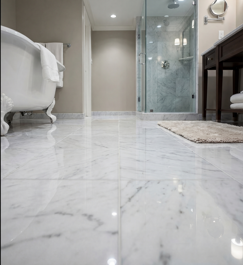 Marble bathroom after restoration