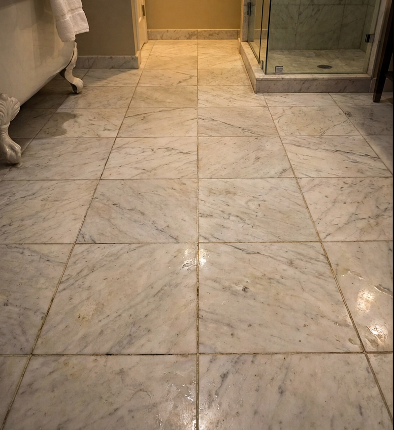 Marble bathroom before restoration
