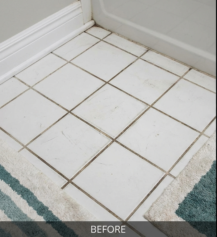 Tile and grout before cleaning